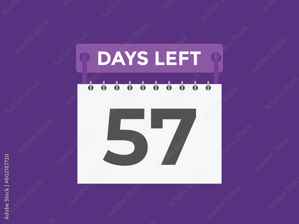 Fototapeta premium 57 days to go countdown template. 57 day Countdown left days banner design. 57 Days left countdown timer 