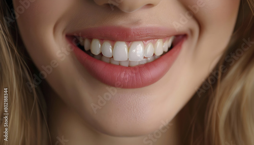 Beautiful female smile after teeth whitening. Dental care. Dentistry concept.