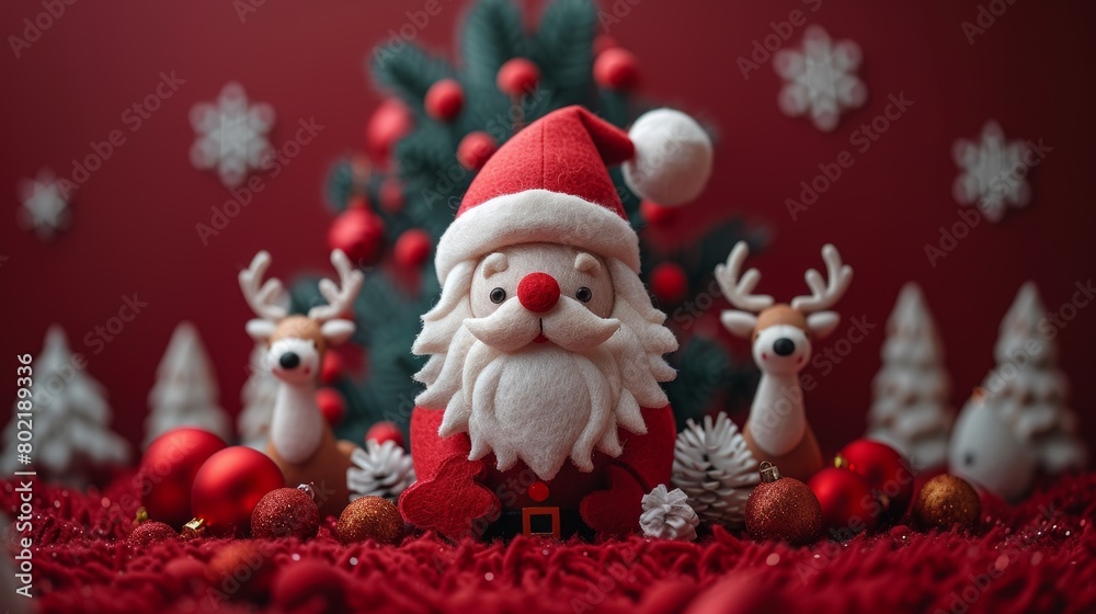 Santa Claus Figurine Surrounded by Christmas Decorations. Generative AI