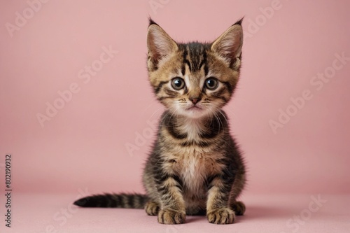 Javanese kitten looking at camera, copy space. Studio shot.