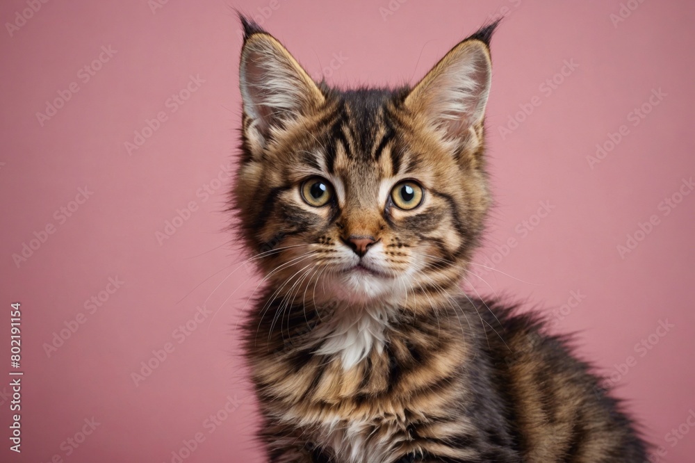 MaineCoon kitten looking at camera, copy space. Studio shot. MaineCoon kitten looking at camera, copy space. Studio shot.