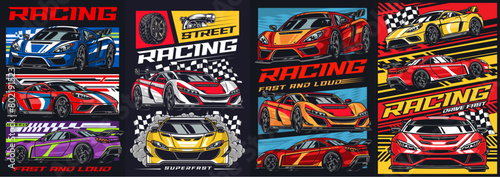 Street racing set stickers colorful photo