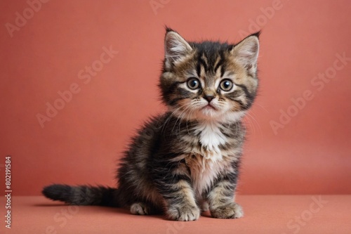 Persian kitten looking at camera, copy space. Studio shot.