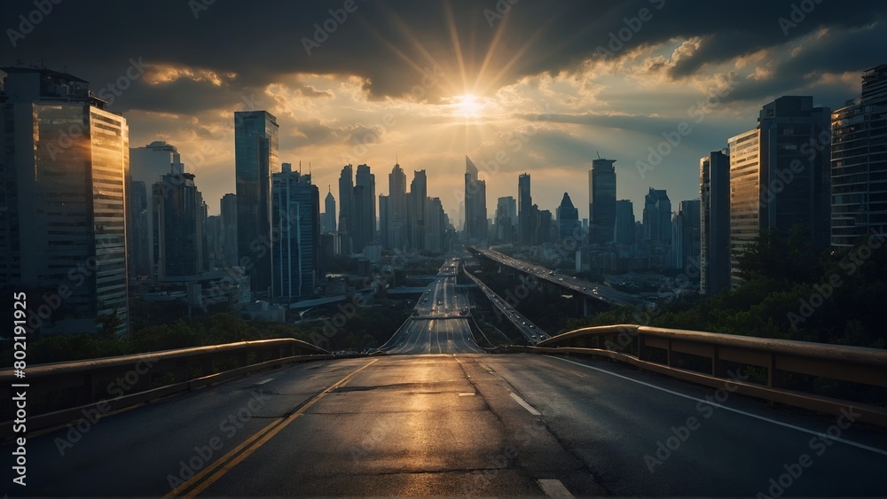 Building Road Sun rise background