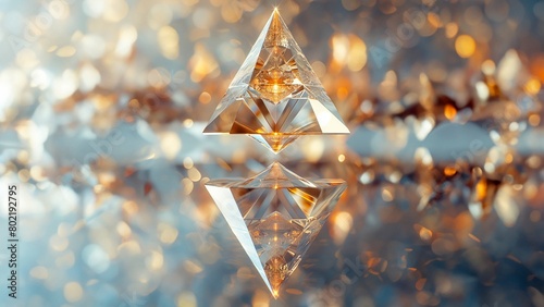 Transparente Glas Pyramide mit goldenen Effekten 
