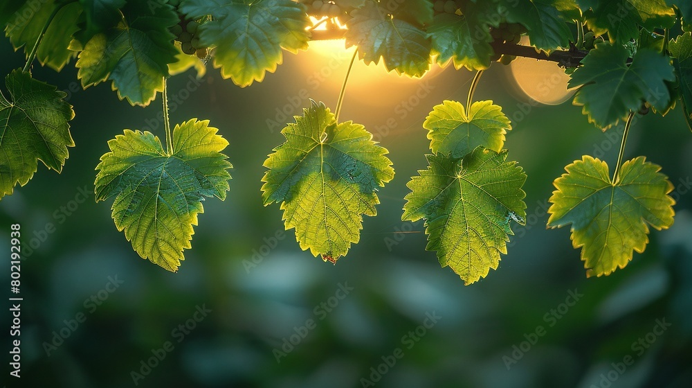 Fototapeta premium Detail of Powdery mildew or oidium of grapes, Plasmopara viticola, Mildew a plant disease on white grapes causing a lot of damage and brown leathery grapes, hanging on the vine in the vinyard