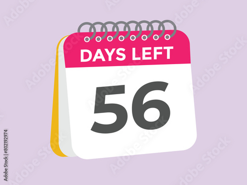 56 days to go countdown template. 56 day Countdown left days banner design. 56  Days left countdown timer
