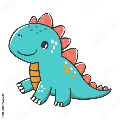 cartoon drawing of a friendly dinosaur standing on its hind legs with a big smile