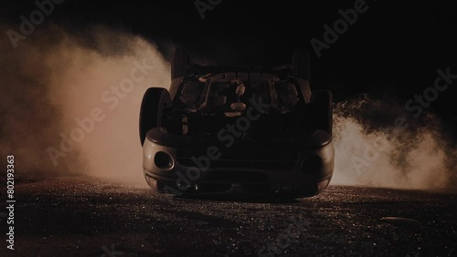 Flipped car during an accident