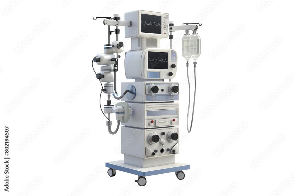 Anesthesia machine isolated on transparent background.