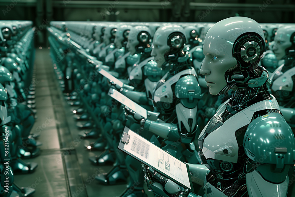 A series of robots standing in a row