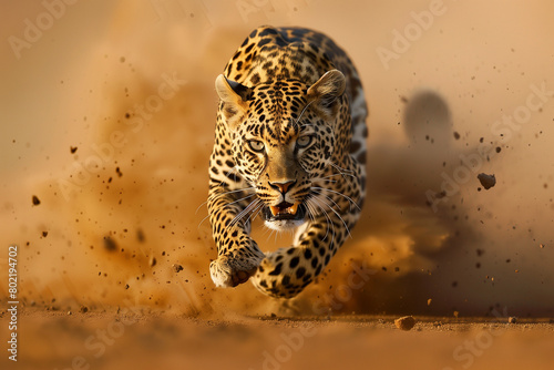 An attacking leopard