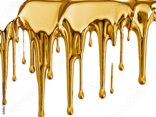 melted gold dripping isolated
