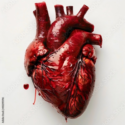 A real human heart on a white background