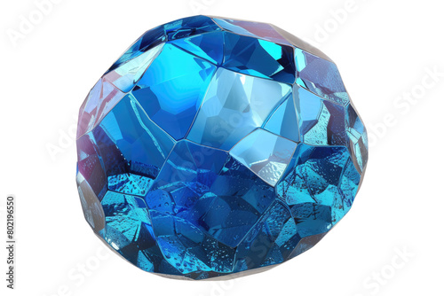 Blue gemstone isolated on transparent background.