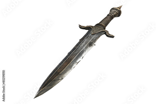 Old dagger knife isolated on transparent background.