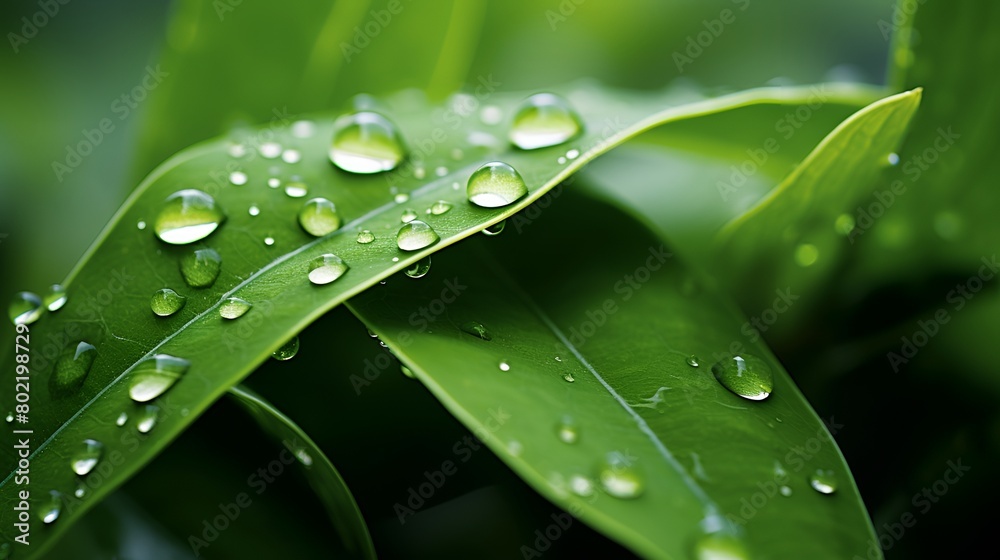 water drops on green leaf water drops on green leaf