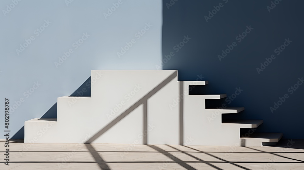 3D rendering of a stepped platform with a shadow on the wall 3D rendering of a stepped platform with a shadow on the wall