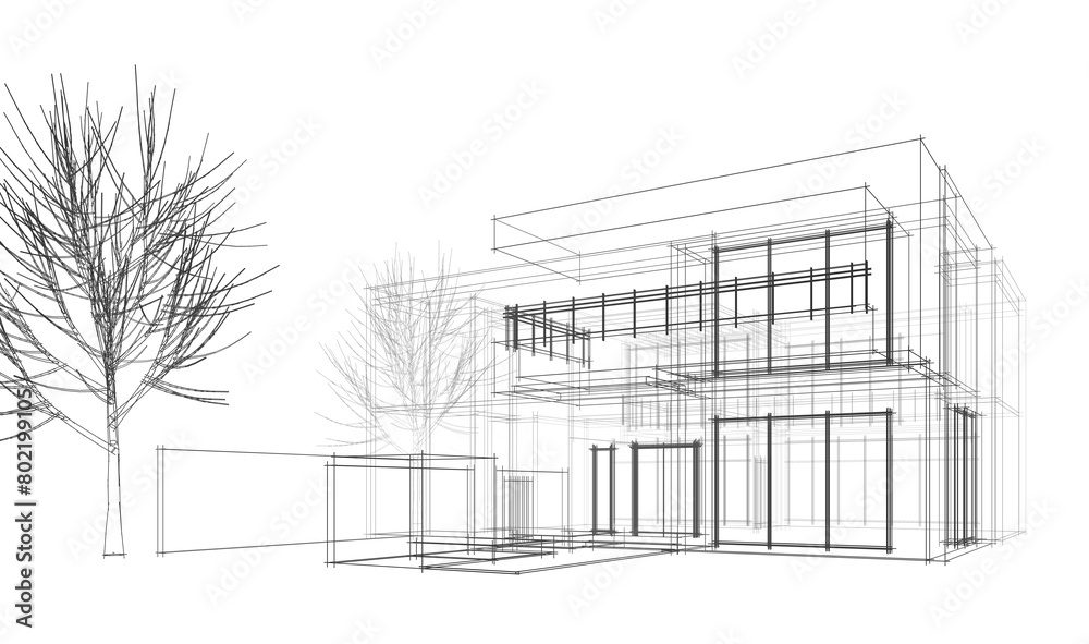 house building sketch architecture 3d 