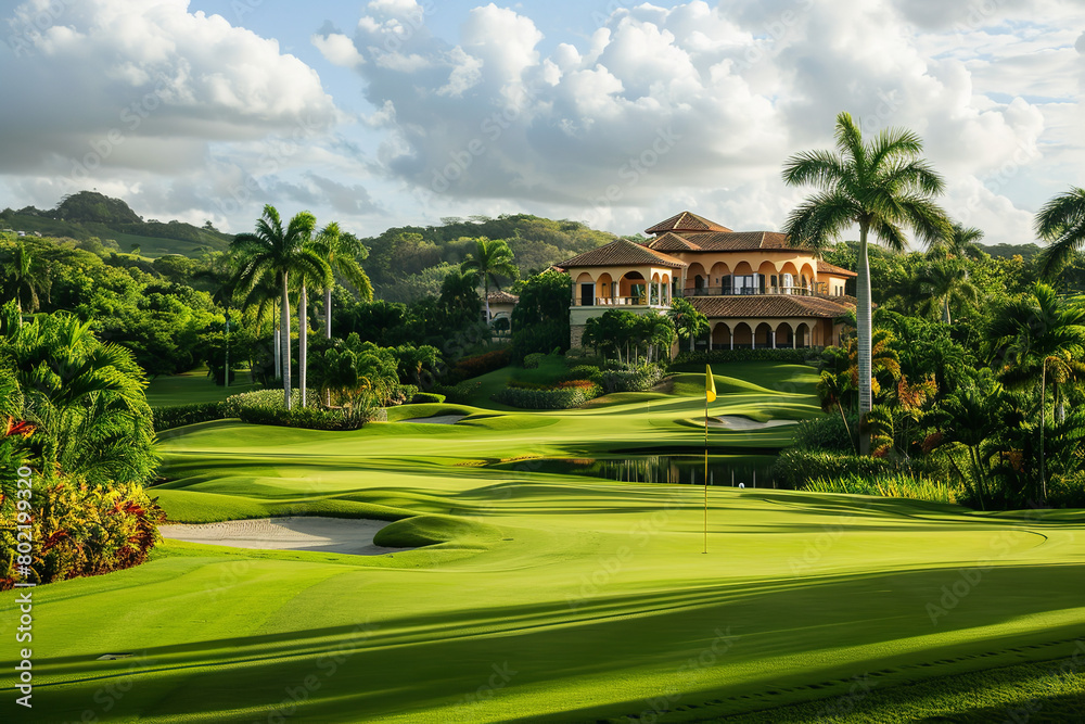 Obraz na plátně Millionaires gather at an exclusive golf club to blend business with leisure amo