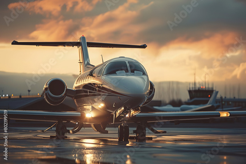 A millionaire's private jet readies for takeoff, symbolizing the freedom and global mobility afforded by substantial wealth photo