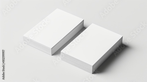 Sleek and clean white paper stacks perfect for mockup designs in a minimalist setting