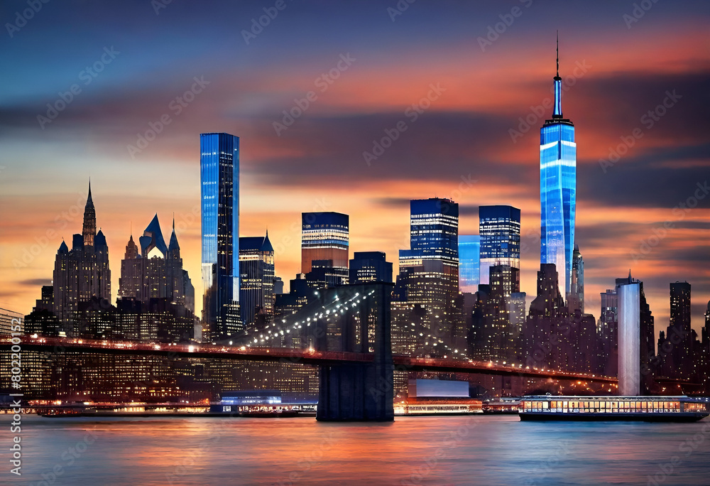 city skyline at night