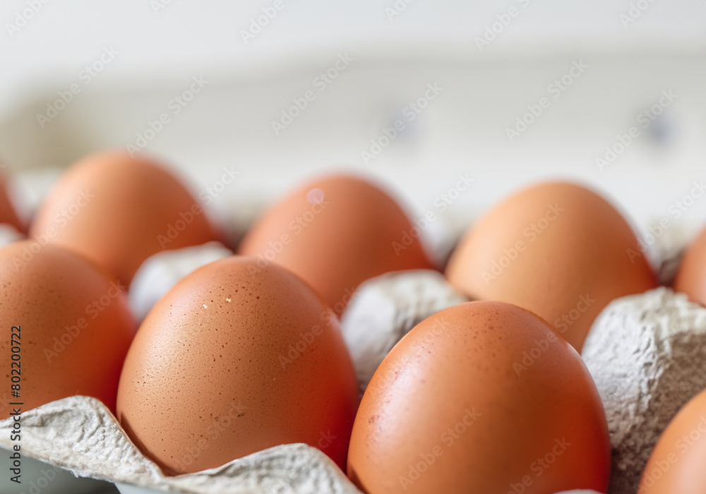 Brown eggs in carton on white background Brown eggs in carton on white background