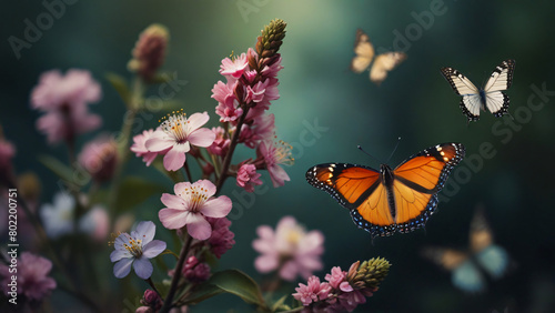 A Butterfly Party on a Pink Coneflower photo