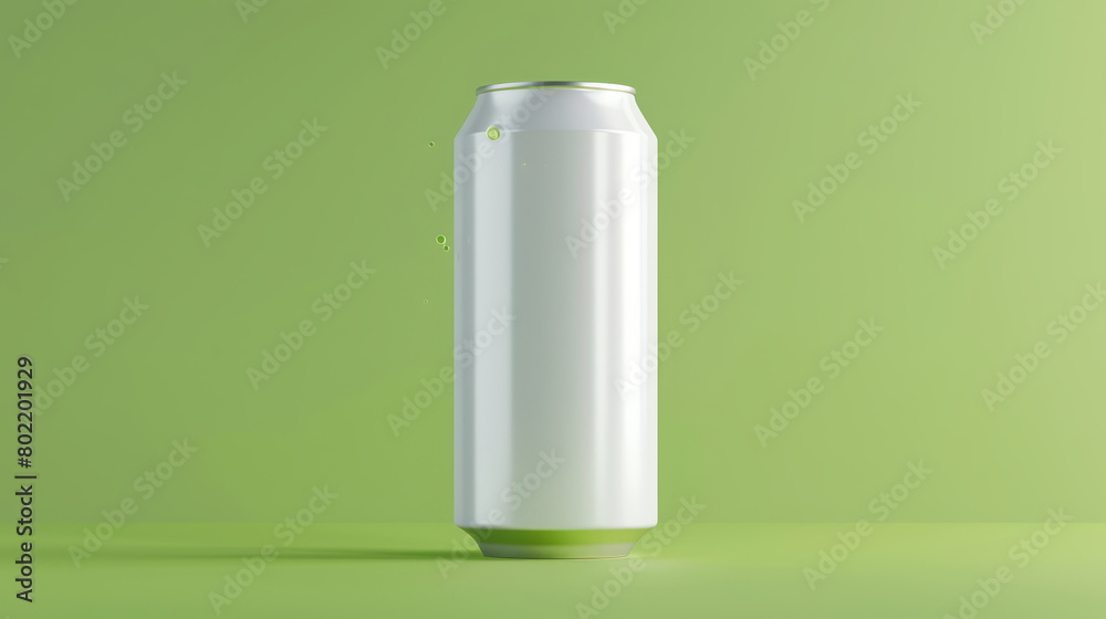 Blank soda can floating on a vibrant green background Blank soda can floating on a vibrant green background