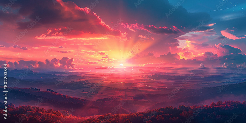 Experience the transformative power of a sunrise gradient scene, as bold colors give way to darker hues, evoking a sense of drama and emotion in the visual narrative.