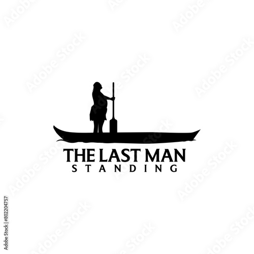 big man on the river boat logo design
