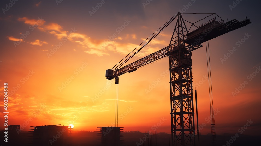 A construction worker is silhouetted against the skyline as he works on a building. The sun is setting in the background, casting a golden glow over the scene. A construction worker is silhouetted against the skyline as he works on a building. The sun is setting in the background, casting a golden glow over the scene.