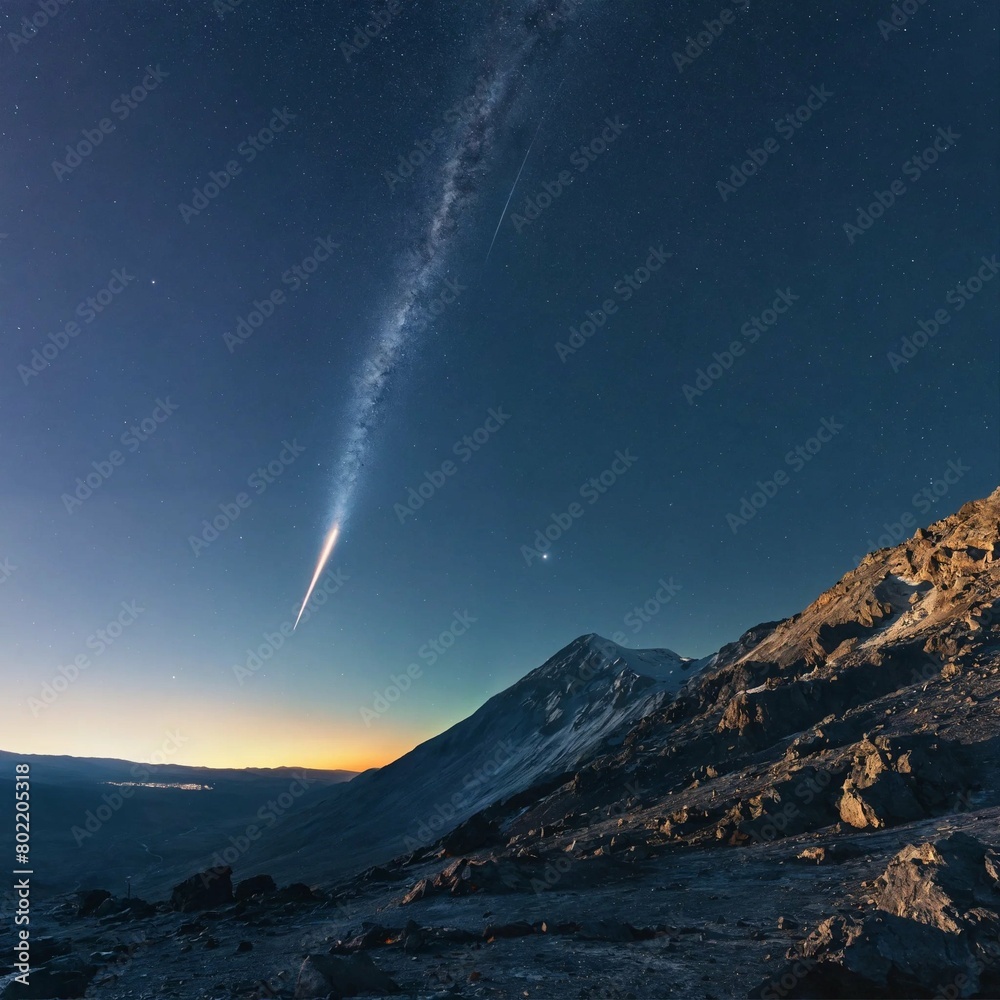 Halley's Comet over a Mountain