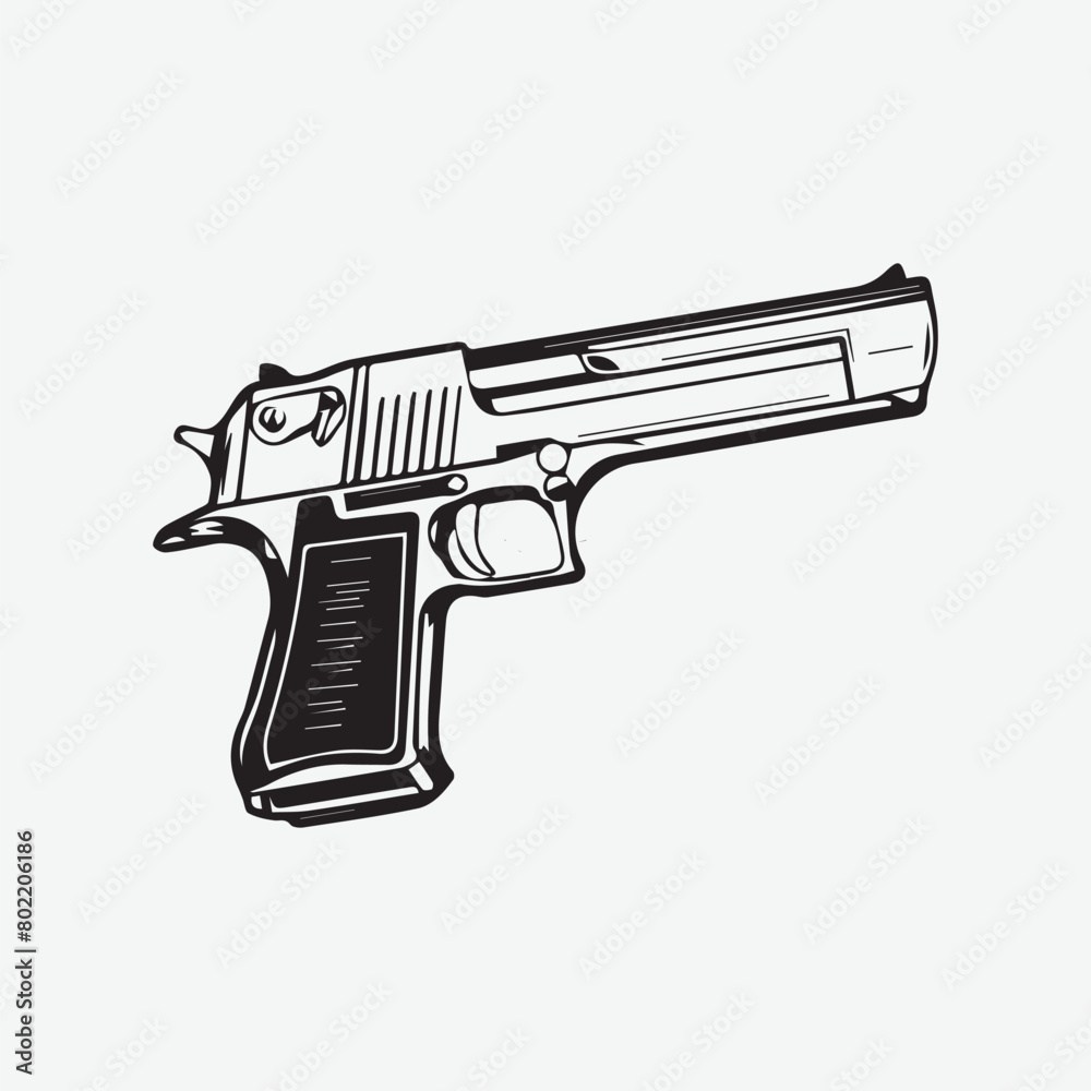 Gun Vector Clipart Design Black Color Dual Plasma Pistols