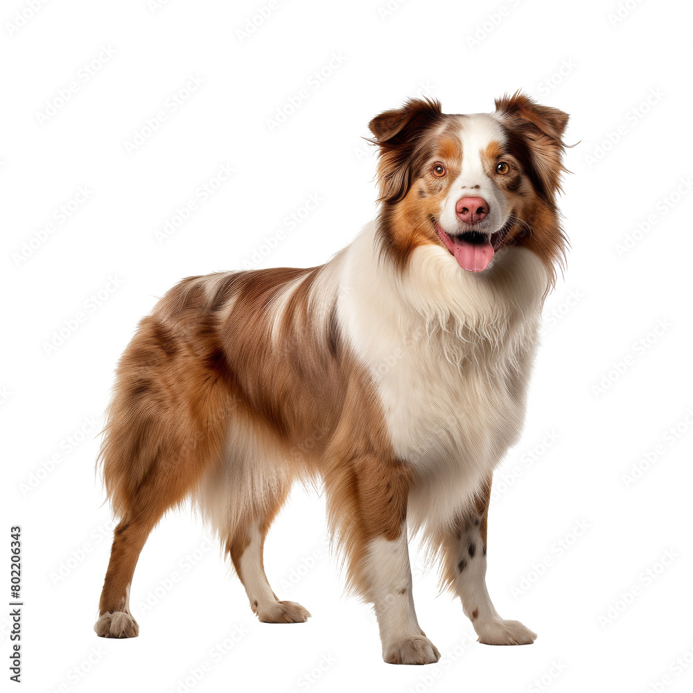 Fototapeta premium Happy Australian Shepherd Dog Standing Isolated