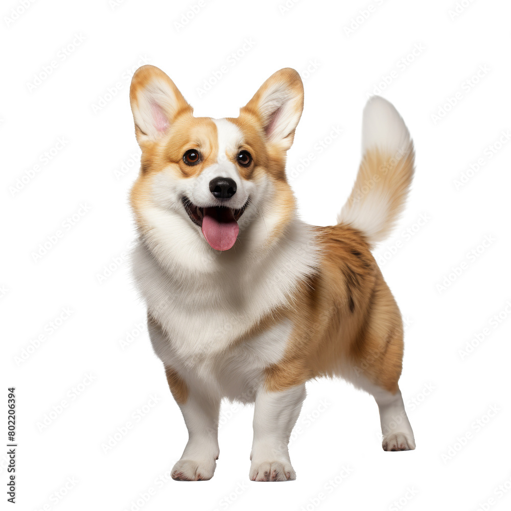 Cheerful Welsh Corgi Standing Isolated on transparent