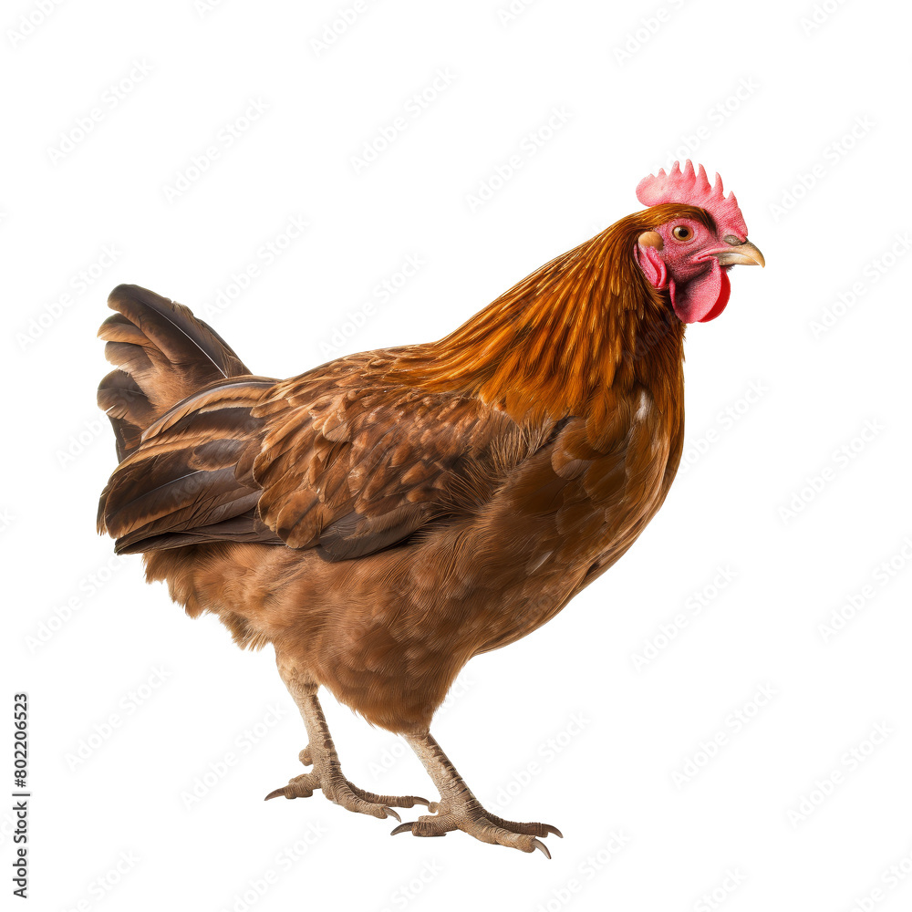 Fototapeta premium Beautiful Brown Hen Isolated on Transpart Background