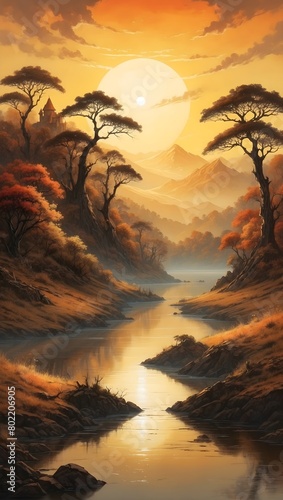 Gemäldestil - Fantasievolle Landschaft