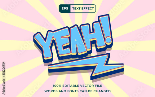 Editable Text effect Yeah! 3D, perfect for banner and poster template