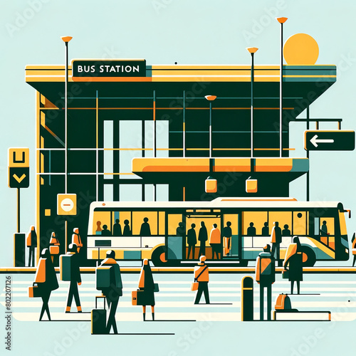 Bus Station Illustration