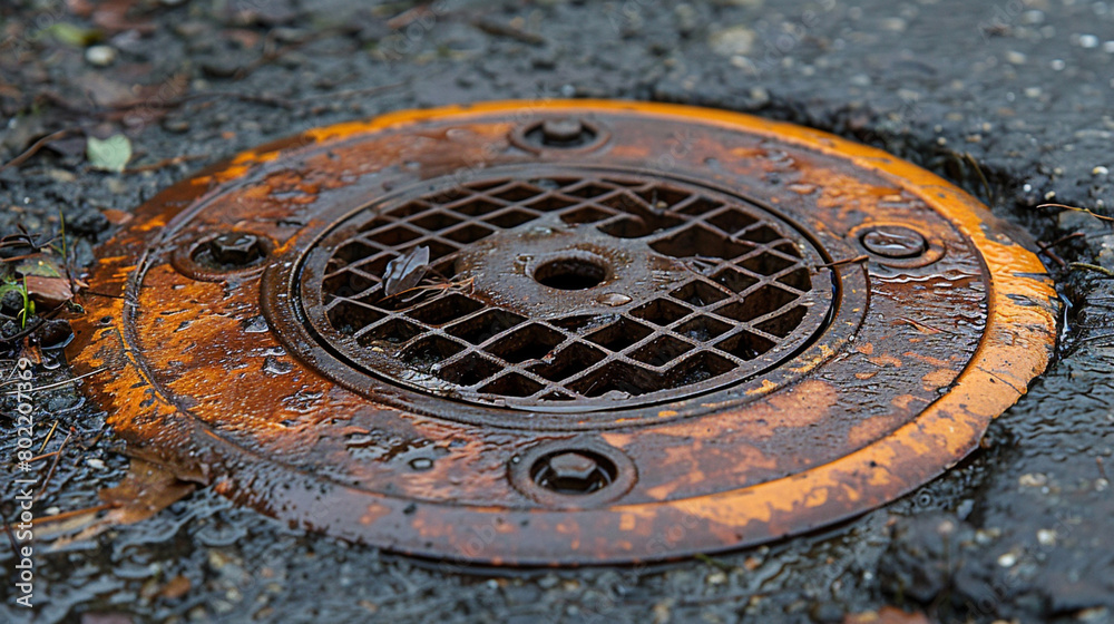 Manhole Cover Resting on Ground