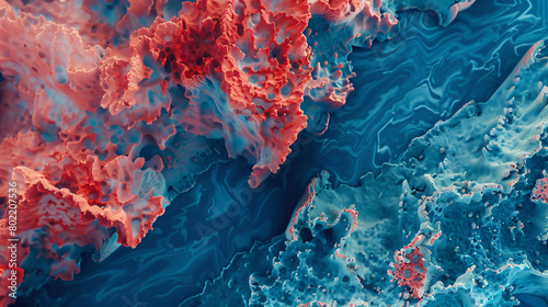 Closeup view of coral painted texture as background photo