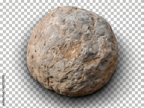 A large flat round rock isolated on PNG transparent background