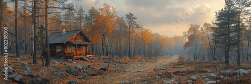 Witnessing a cabin amidst charred trees reveals the stark impact of human presence on forest habitats, exposing vulnerability. photo