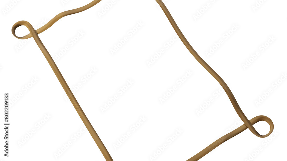 Gold ribbon frame 3d isolated on transparent background with copy space. luxury illustration concept for greeting, invitation and event etc.