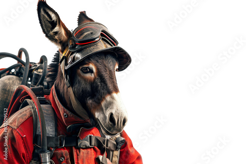 Donkey in Firefighting On Transparent Background.