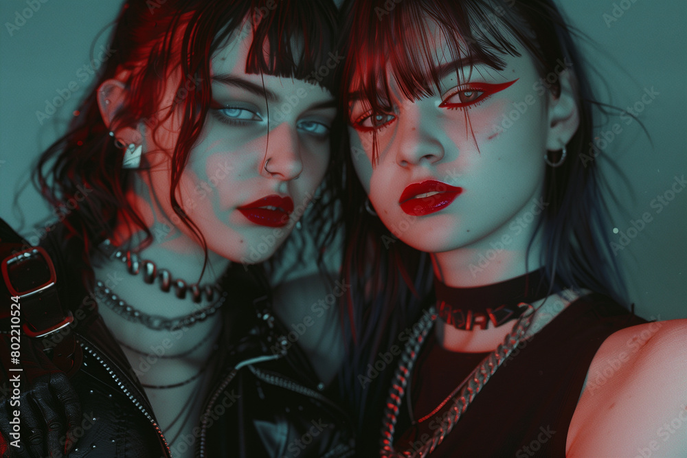 Obraz premium Two goth girls