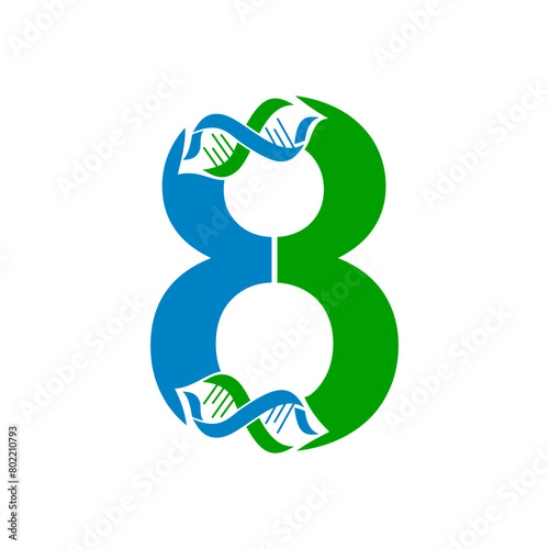 Eight number dna logo template illustration