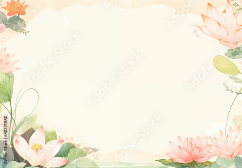 frame with a lotus flowers